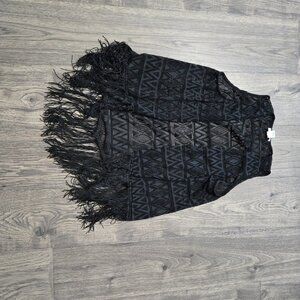🖤 Love on a Hanger Black Crochet Fringe Vest - Size L